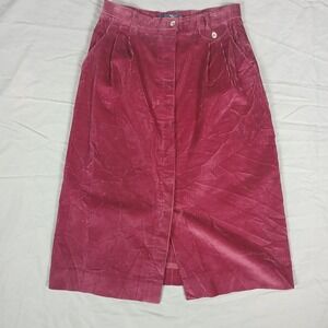 Vintage 90's Hunters Run Maroon Red Corduroy Skirt Cottagecore Size 12 Buttons
